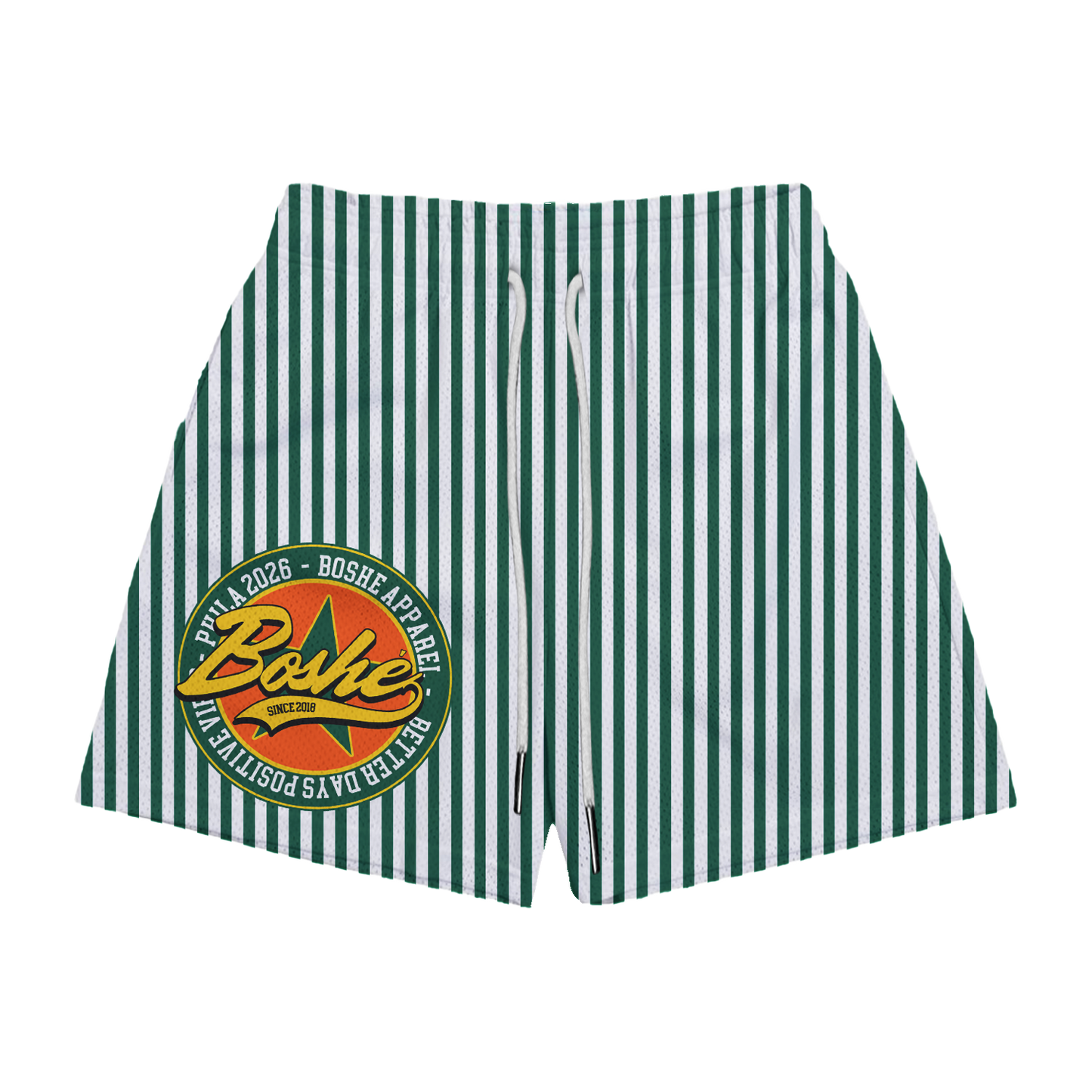 Boshé logo Stripe shorts
